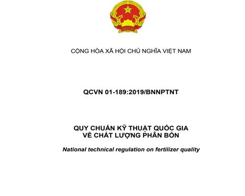 QCVN 01-189:2019/BNNPTNT  QCVN về quản lý phân bón